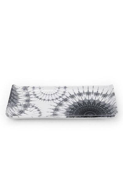 Edessa Cosmo Ceramic Rectangle Serving Plate (Multicolor, 12.5 x 24cm)