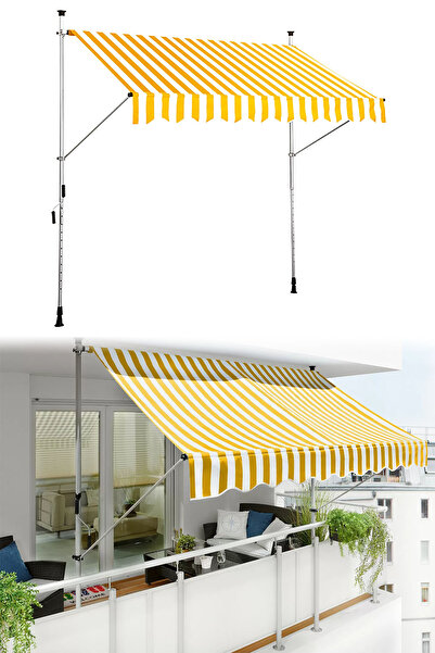 Binbirreyon Teleskopik Ayarlanabilir Balkon Tentesi Gölgelik Aletsiz Montaj M...