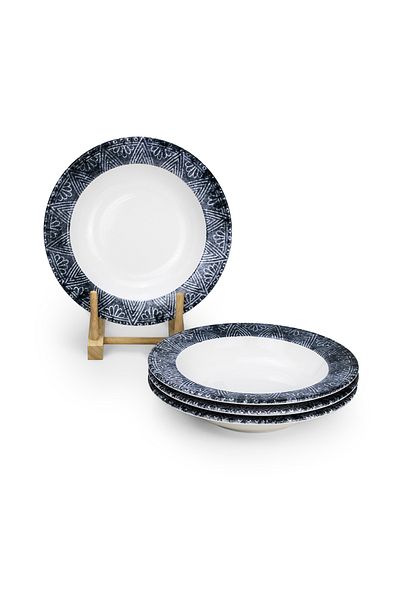 Edessa Ceramic Ginko 22Cm Round Soup Plate, White (Set of 4)