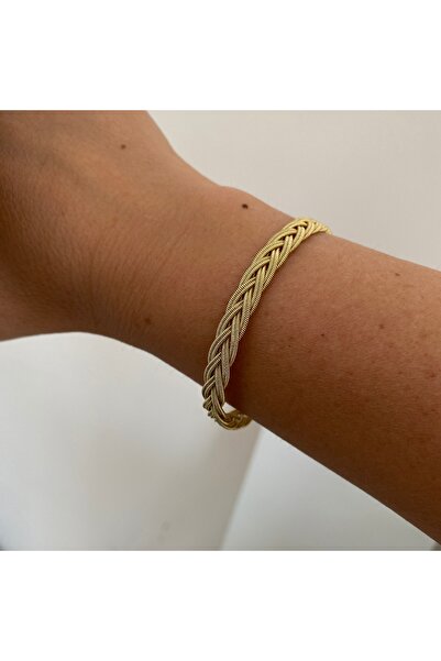 Kashe Accessuar Xuping 14k rengi Sıkı Örgü Bileklik 19cm