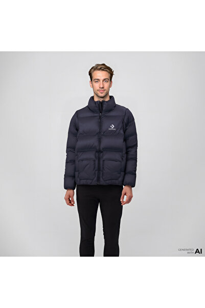 Converse Erkek Dik Yaka Siyah Şişme Mont