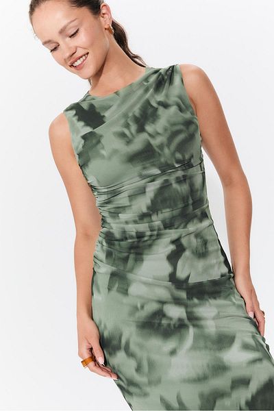 Stradivarius Printed tulle midi dress