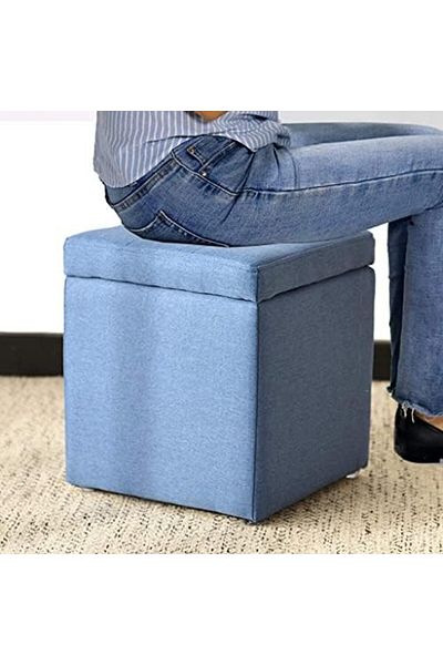 genric FFD Ottoman Stool Foldable Storage Ottoman Stool Foot Stool Cube Shoe Change Stool Ottoman Pouf Grey