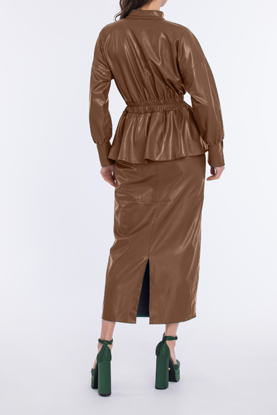 Qui Prive Kadın Beli Büzgülü Deri Elbise