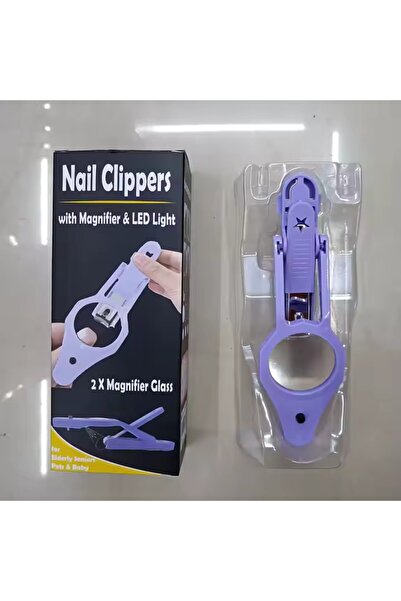 OEM Unghiera cu Lumina LED si Lupa, Ideala pentru ingrijirea unghiilor, Mov + Penseta cu LED, Accesoriu