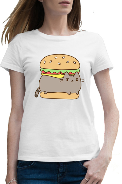 OEM Tricou femei Pusheen Cat Burger Pisica Valentine's Day