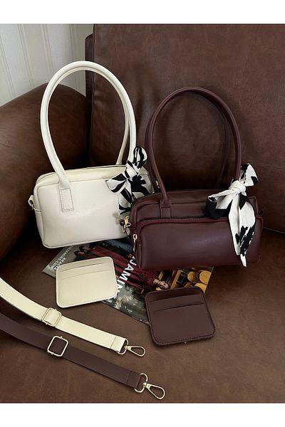 NOTHING Women's 2-Piece Hand Shoulder Bag Set with Adjustable Strap Scarf and Card Holder Gift Moriselen