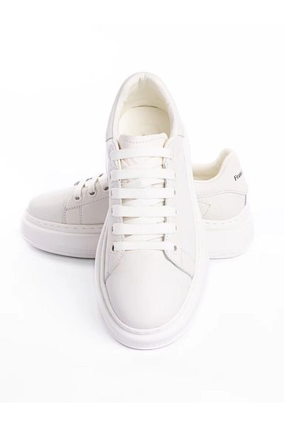 advancer Men's Sports Shoes Made of Genuine Leather 88118 White