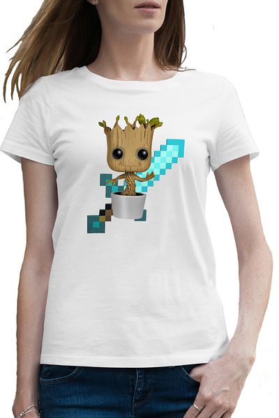 OEM Tricou femei Baby Groot Minecraft Diamond Sword Bebe