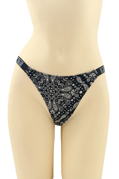 OEM Sexy thong panties with decorative rhinestone applications, minimalist design, MG-P3358