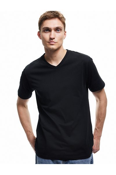 Koton Short Sleeve V-Neck Cotton Basic Men's Slim Fit T-Shirt