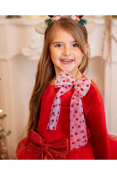 fustite cu luminite Red Soft Velvet Long Sleeve Blouse - 10-12 Years (140-152 CM)