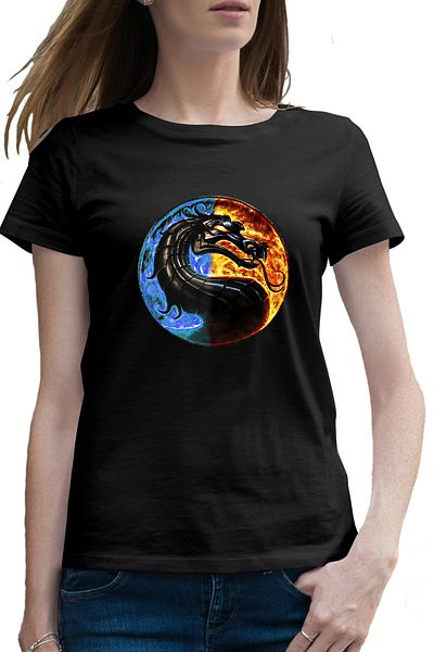 OEM Tricou femei Mortal Kombat Yin Yang Emblem Raiden Dragon