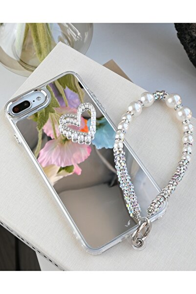 Go Aksesuar iPhone 7 Plus - 8 Plus Compatible Mirrored Charmed Heart Model Silicone Case
