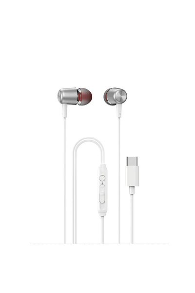 DUDAO Słuchawki douszne przewodowe z mikrofonem i pilotem USB-C 1.2 m - białe