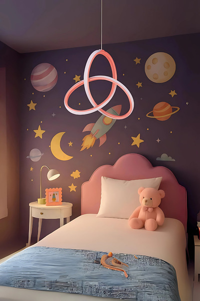 Sanctum Nelvador Pembe Modern Beyaz Ledli Avize Genç Çocuk Odası Avizesi Led Avize