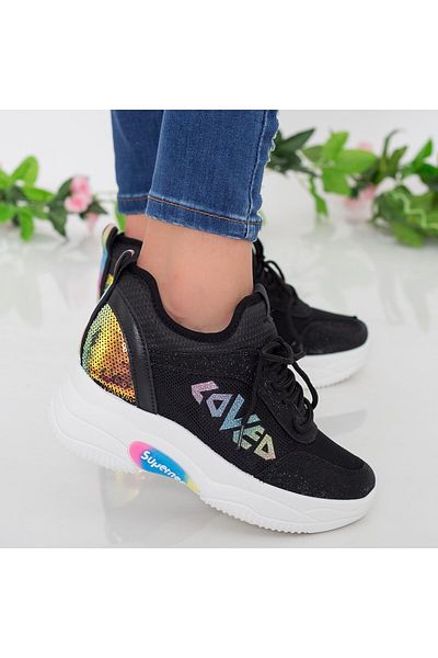 mei Women's Platform Sneakers NX101 Black