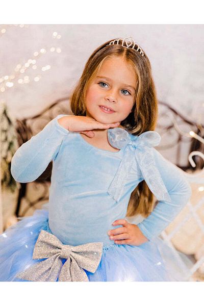 fustite cu luminite Elsa Bleu Soft Velvet Long Sleeve Blouse - 10-12 years (140-152 cm)