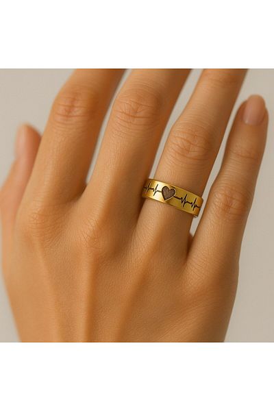 BY YASİN TOPÇU Life Rhythm Steel Ring – Size 16