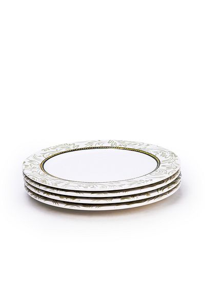 Edessa Ceramic Elana 27Cm Round Dinner Plate, White (Set of 4)