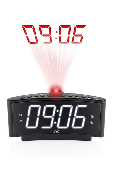 JVC Radio cu ceas RA-E314B, FM, alarmă, proiecție, memorie 10 posturi, negru