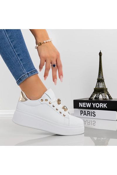 Givana Women's Platform Sneakers 88-117 White-Gold