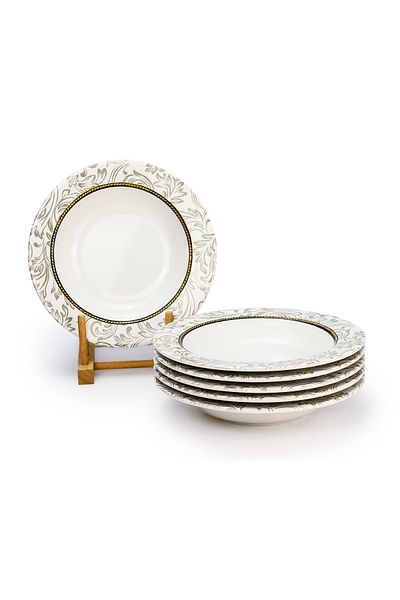 Edessa Ceramic Elana 22Cm Round Soup Plate, White (Set of 6)