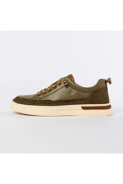 advancer Men's sports shoes made of genuine leather T15-3 Khaki