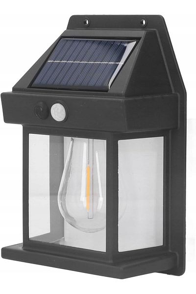 Azaris LAMPĂ SOLARĂ DE GRĂDINĂ CU SENZOR, MONTATĂ PE PERETE, LED CU CULORI CALDE