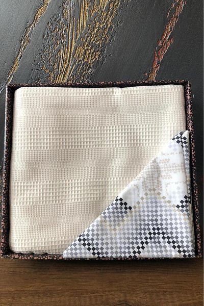 Çeyiz Diyarı Dowry Land Honeycomb Double Cotton Pique Set Beige