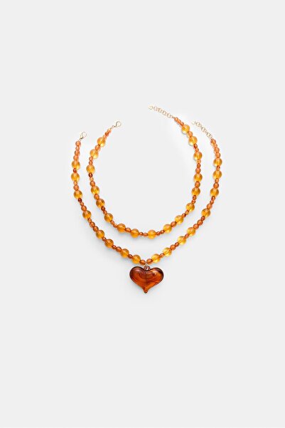 Stradivarius 2'li boncuk ve kalp kolye seti