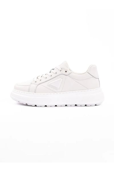 advancer Men's Sports Shoes Made of Genuine Leather 88812 White