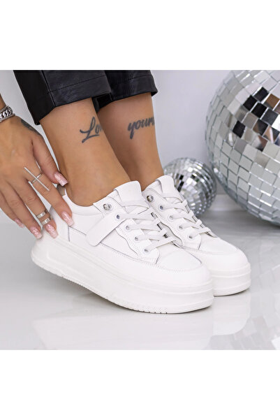 mei Γυναικεία Αθλητικά Παπούτσια με Πλατφόρμα T8A675-8 Λευκό-Μπεζ