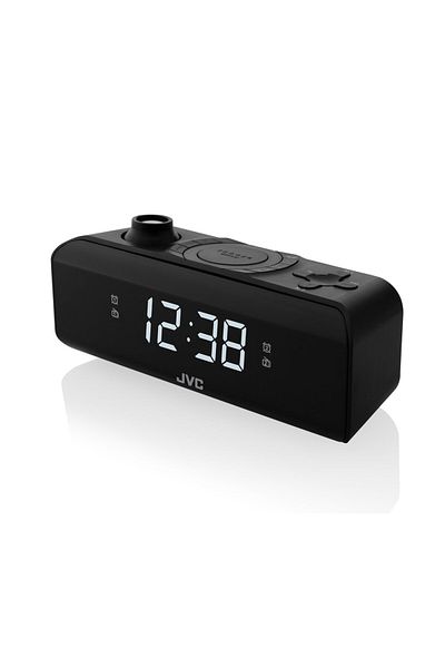 JVC RA-E211B clock and alarm radio, time projection, digital FM/AM tuner, brightness setting, black