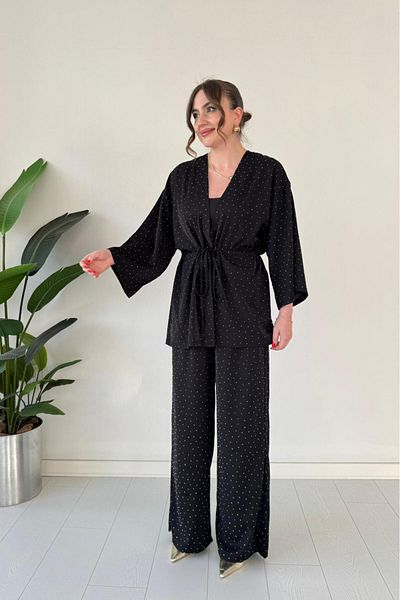 MaziButik Sparkly Jacket Suit Black