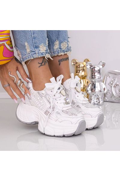 mei Women's Platform Sneakers 9157-16 White