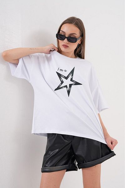 JANSO GROUP -Men's Cotton Printed Star Short Sleeve Tshirt Oversize Big Size