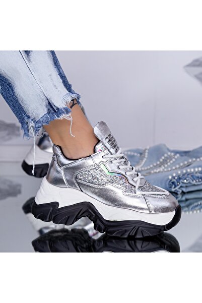 mei Pantofi Sport Dama cu Platforma WL259 Argintiu