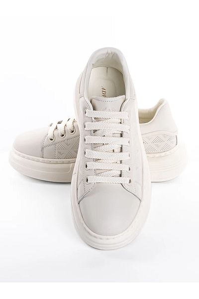 advancer Men's Sports Shoes Made of Genuine Leather 88128 White