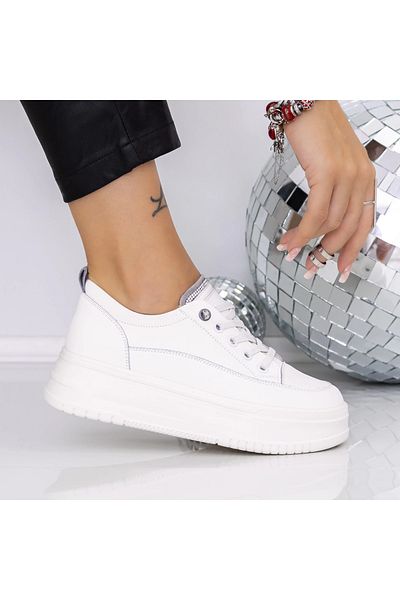mei Women's Platform Sneakers T8A675-12 White