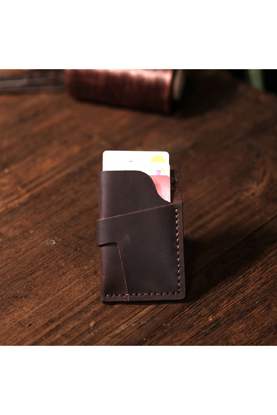 Lider Leather Χειροποίητη θήκη καρτών από γνήσιο δέρμα – Μινιμαλιστικό πορτοφόλι