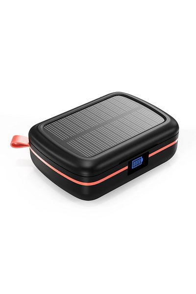 Joyroom Słuchawki bezprzewodowe TWS wodoodporne z ładowarką solarną i powerbankiem 2500mAh czarny