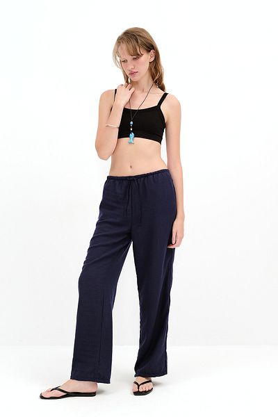 Addax Wide Leg Trousers with Waist Rope Tie Pn16372-İ6