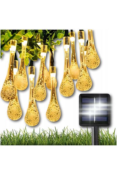 Azaris LAMPE TEARFLOWER ICELURI PENTRU GRĂDINĂ GHIRLANDĂ PENTRU BALCON SOLAR 20 LED 5M LUMINĂ CALDĂ