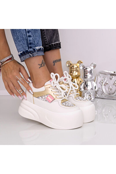 mei Pantofi Sport Dama cu Platforma 5759-21 Alb-Roz