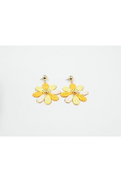 Sumen Butik Flower Symbol Gold Detailed Dangle Summer Earrings