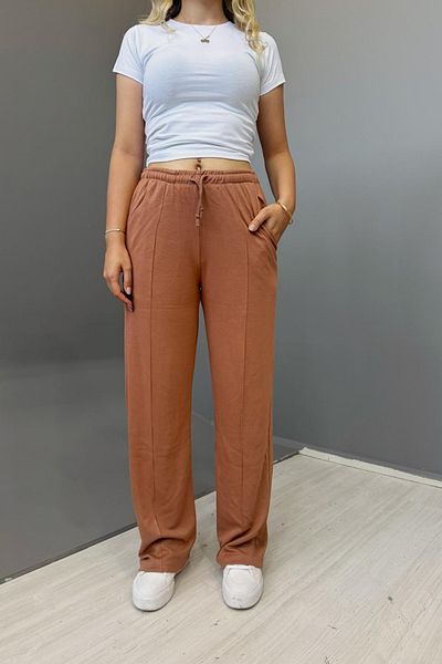COOL TARZ Women's Mustard Striped 2 Thread Wide Leg Sweatpants