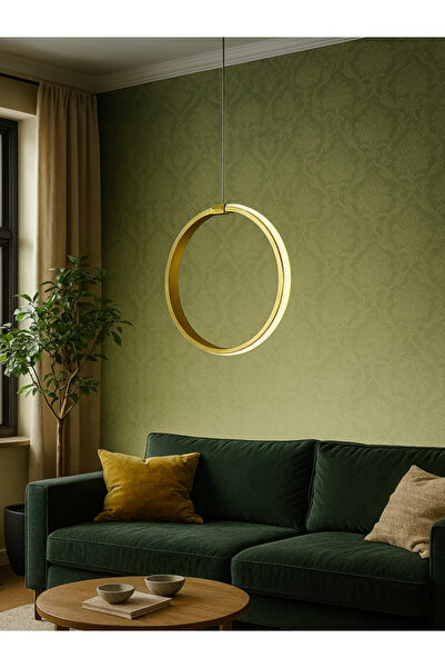LUMENX LIGHTING Eskitme Gold Halka Sarkıt Avize 3 Farklı Renk Aydınlatma Seçeneği Ayarlanabilir Yükseklik
