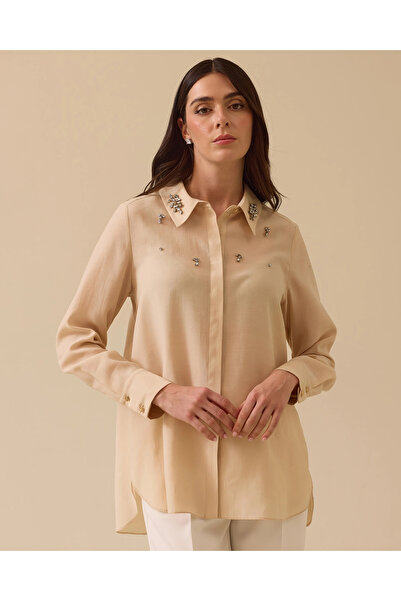 SEÇİL Taş İşlemeli Yaka Detaylı Gömlek
