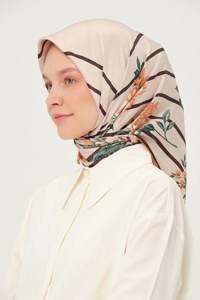 Madame Polo Printed Rayon Scarf Multicolor Non-Slip 90X90 cm